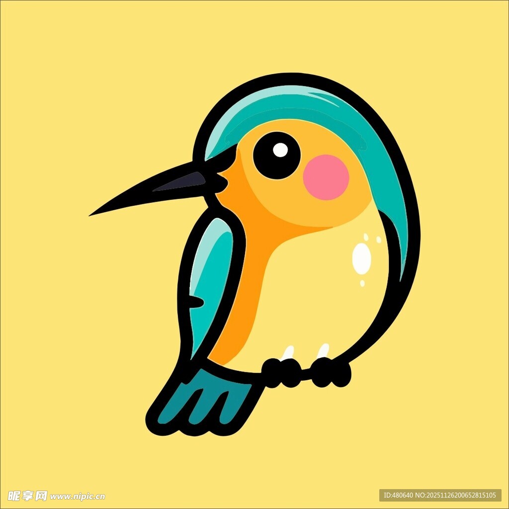 可爱卡通翠鸟形象