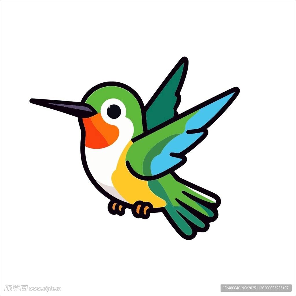 彩色小鸟插画