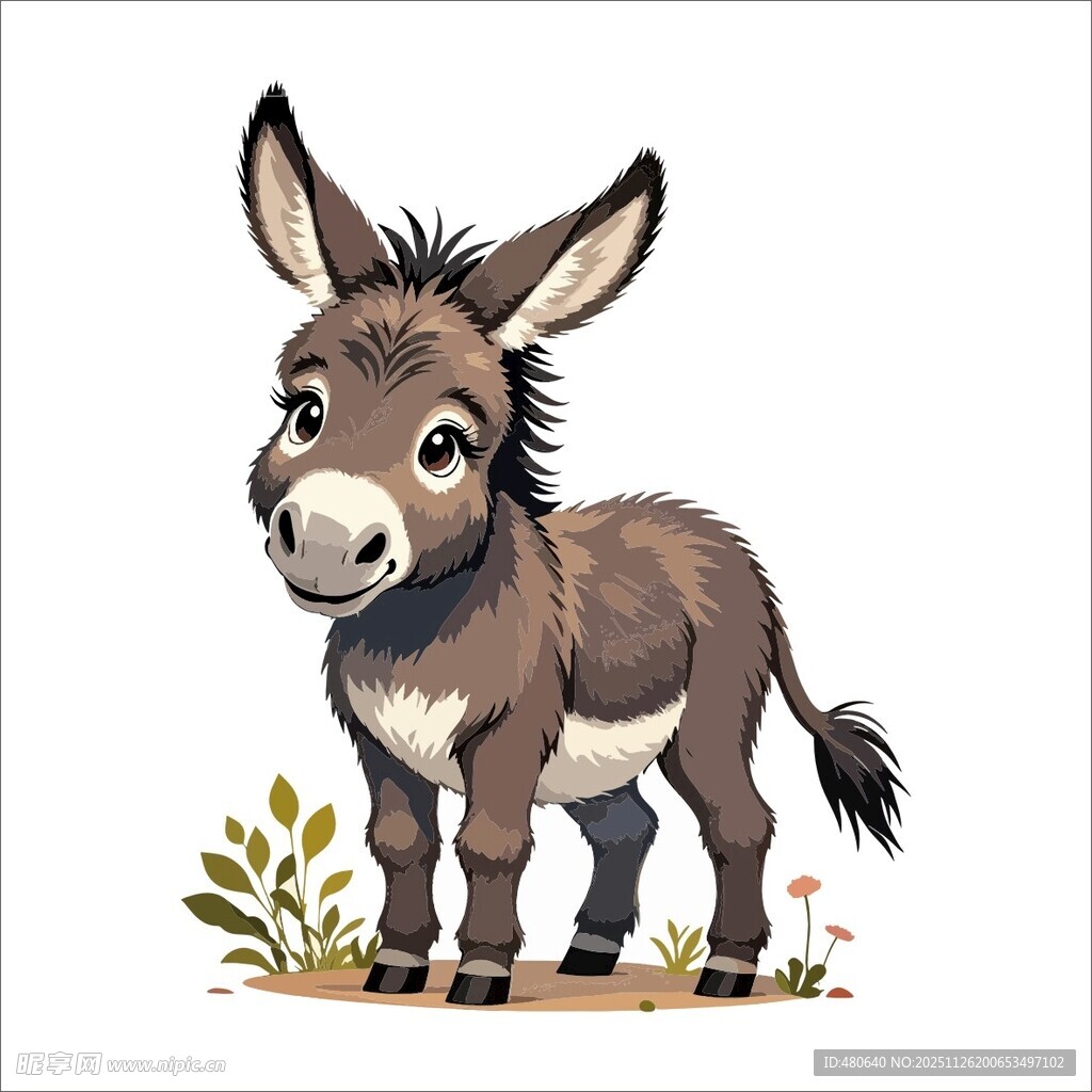 可爱小毛驴插画
