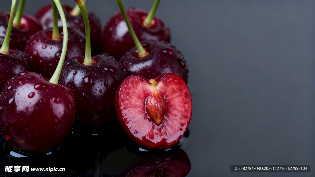 新鲜饱满的诱人车厘子