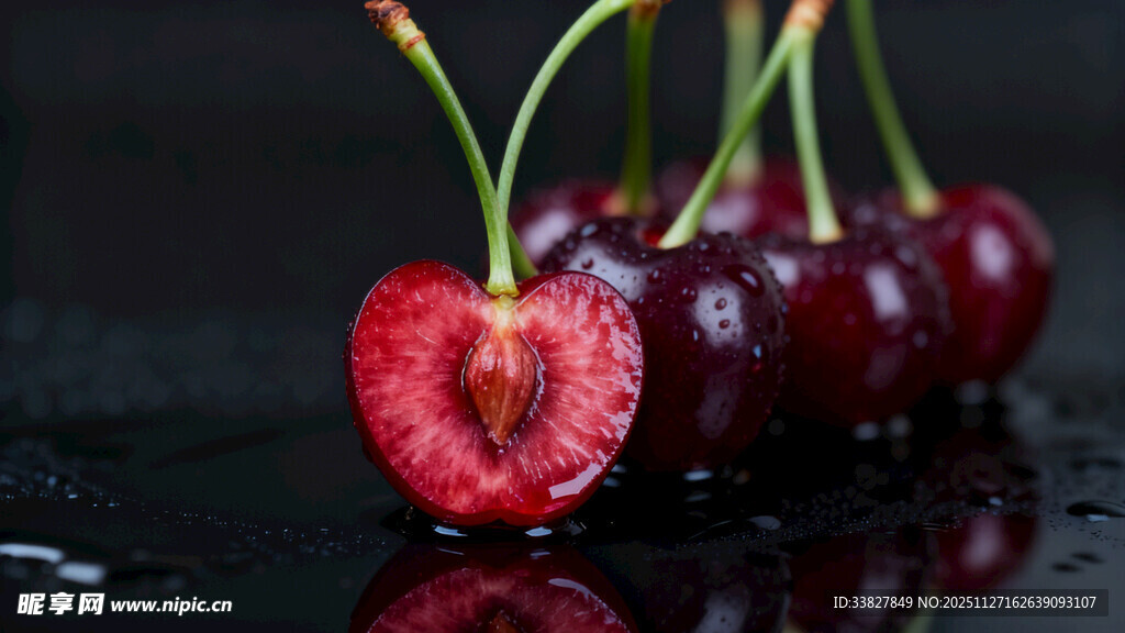 新鲜欲滴的诱人红樱桃