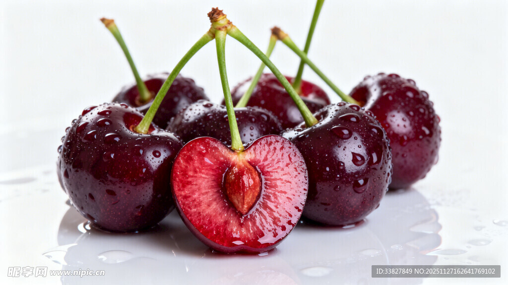 新鲜饱满的红樱桃