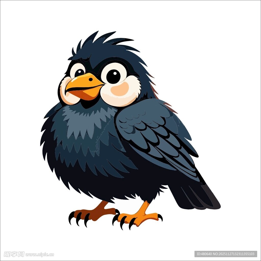 可爱卡通黑鸟形象