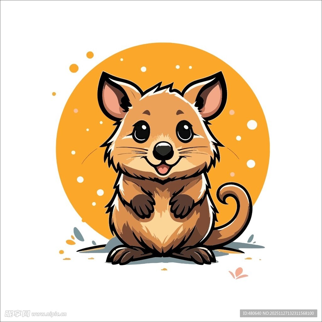 可爱卡通小狗坐于圆月下