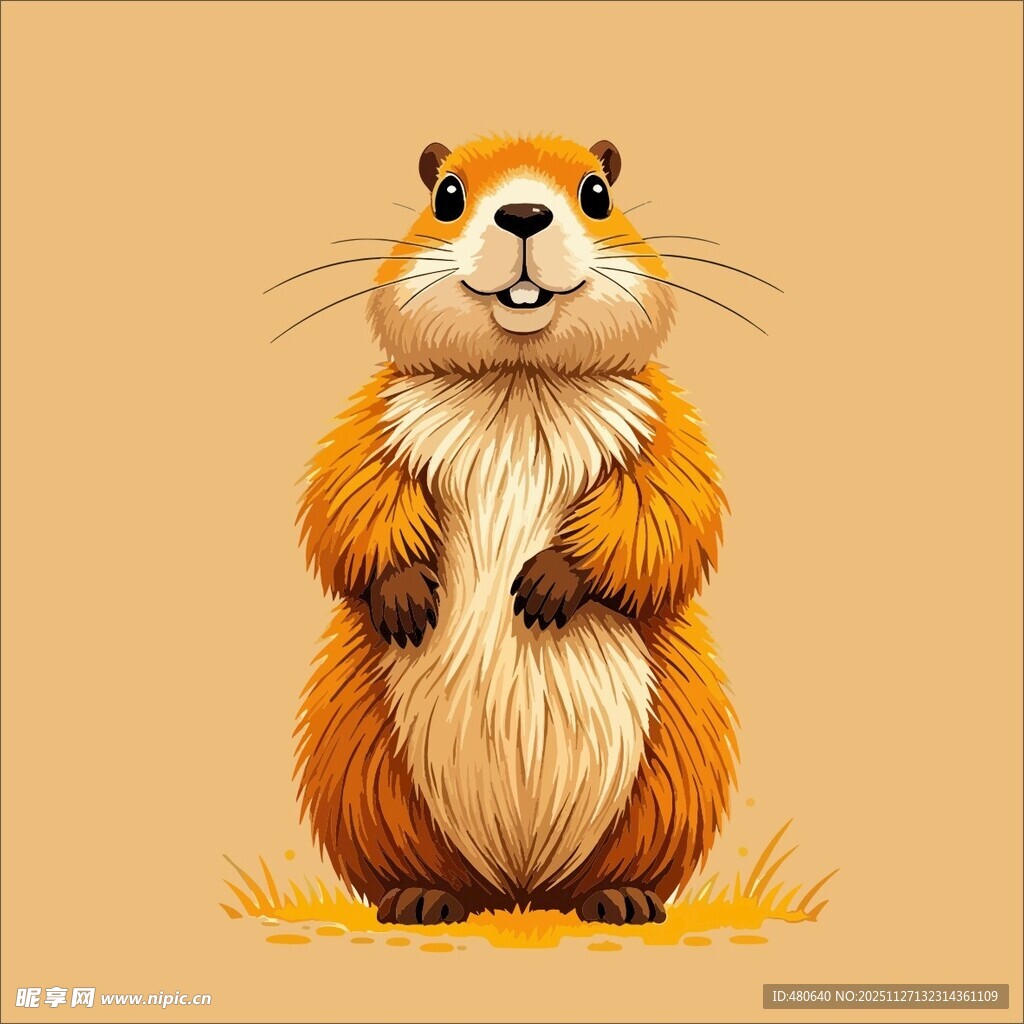 站立的可爱毛茸茸小仓鼠