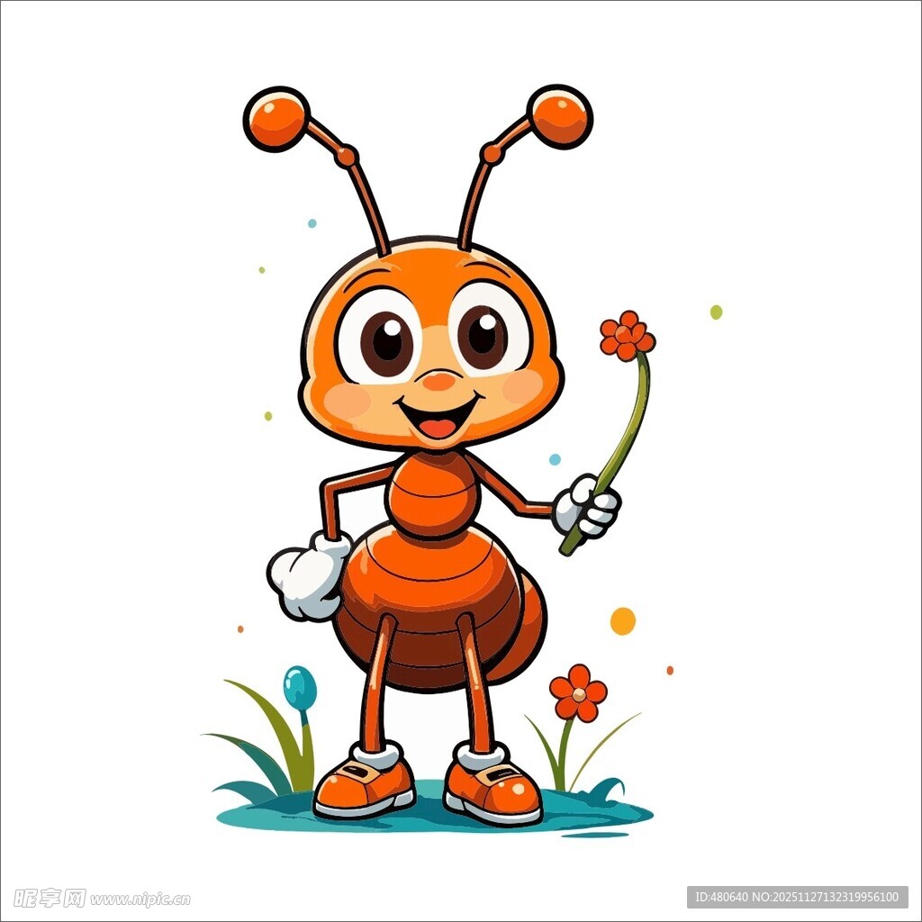 可爱蚂蚁手持小花