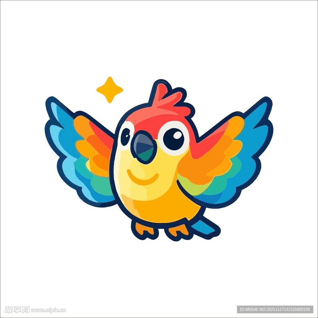 彩色飞翔鹦鹉卡通形象