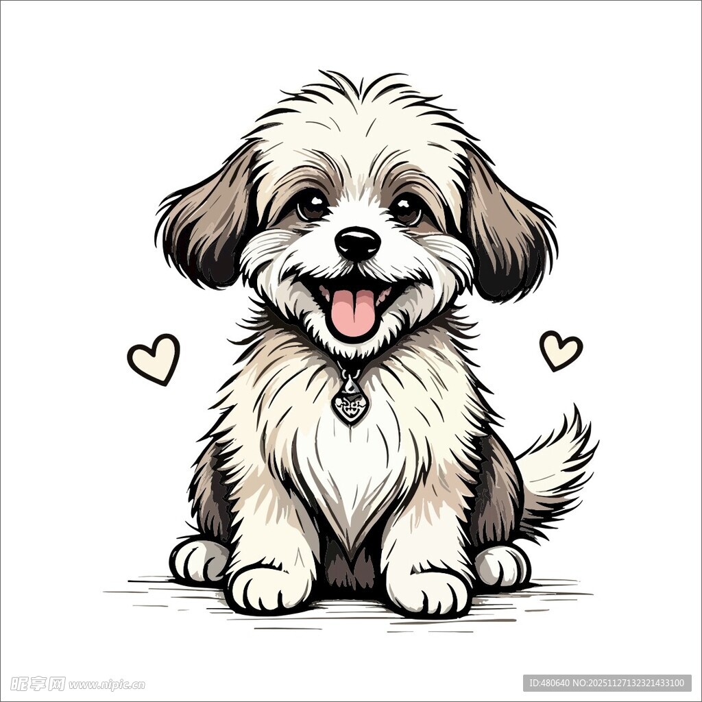 可爱小狗坐立吐舌超萌