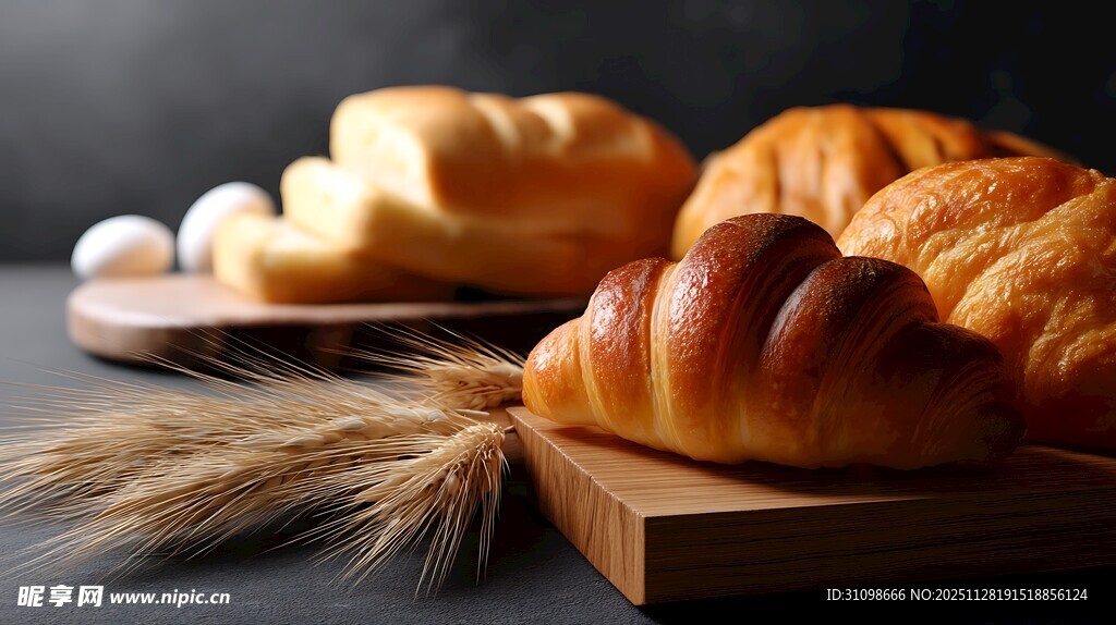 美味烘焙面包与麦穗