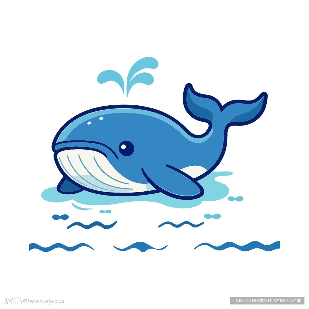 可爱蓝鲸在水中畅游