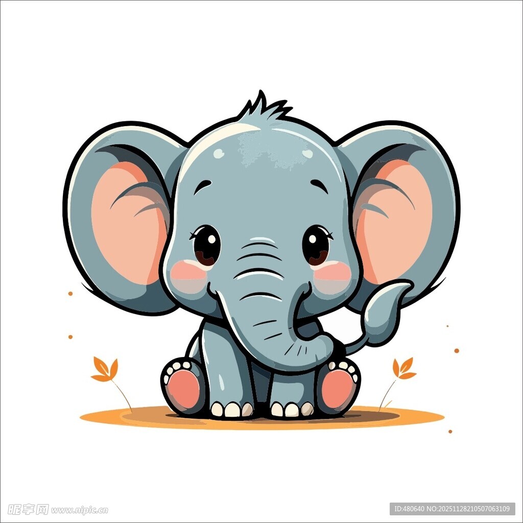 可爱小象插画萌趣十足