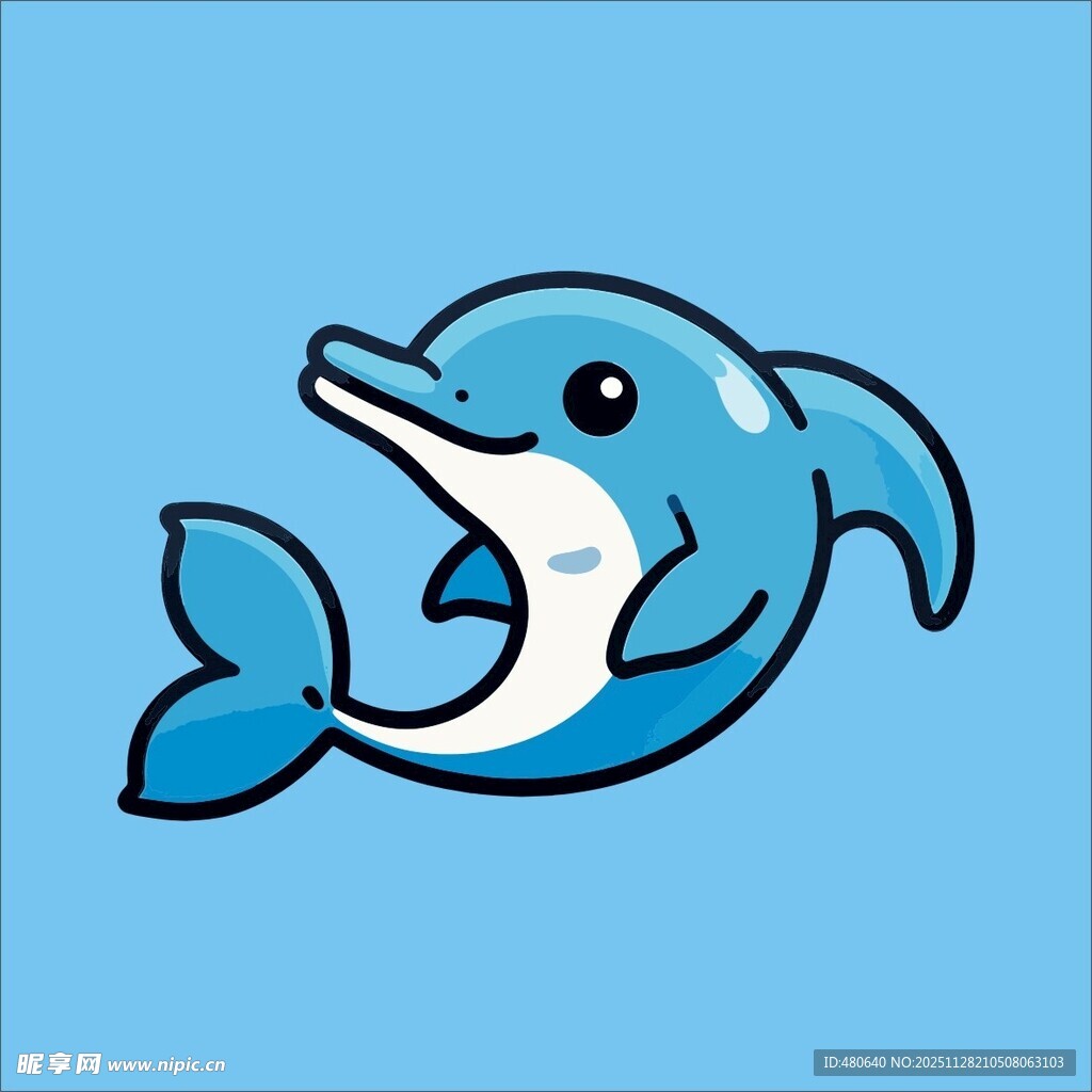 可爱卡通海豚插画