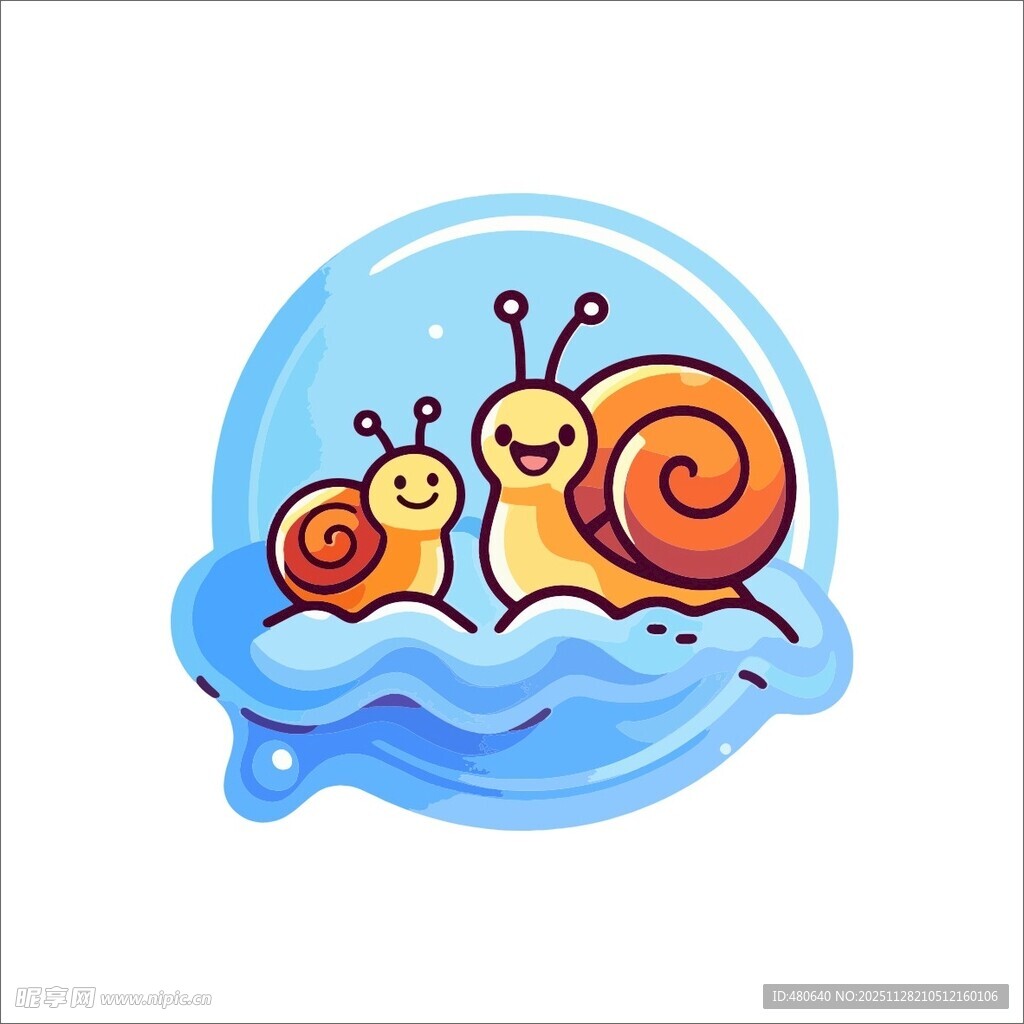 蜗牛在水中的可爱画面