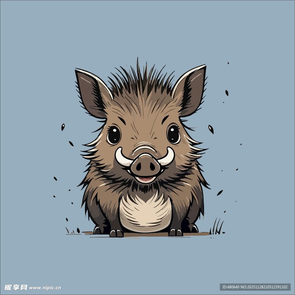 可爱小野猪插画形象
