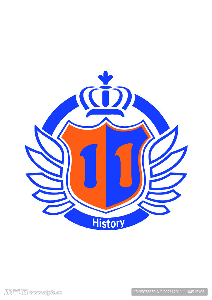 蓝色盾牌翅膀标志图案