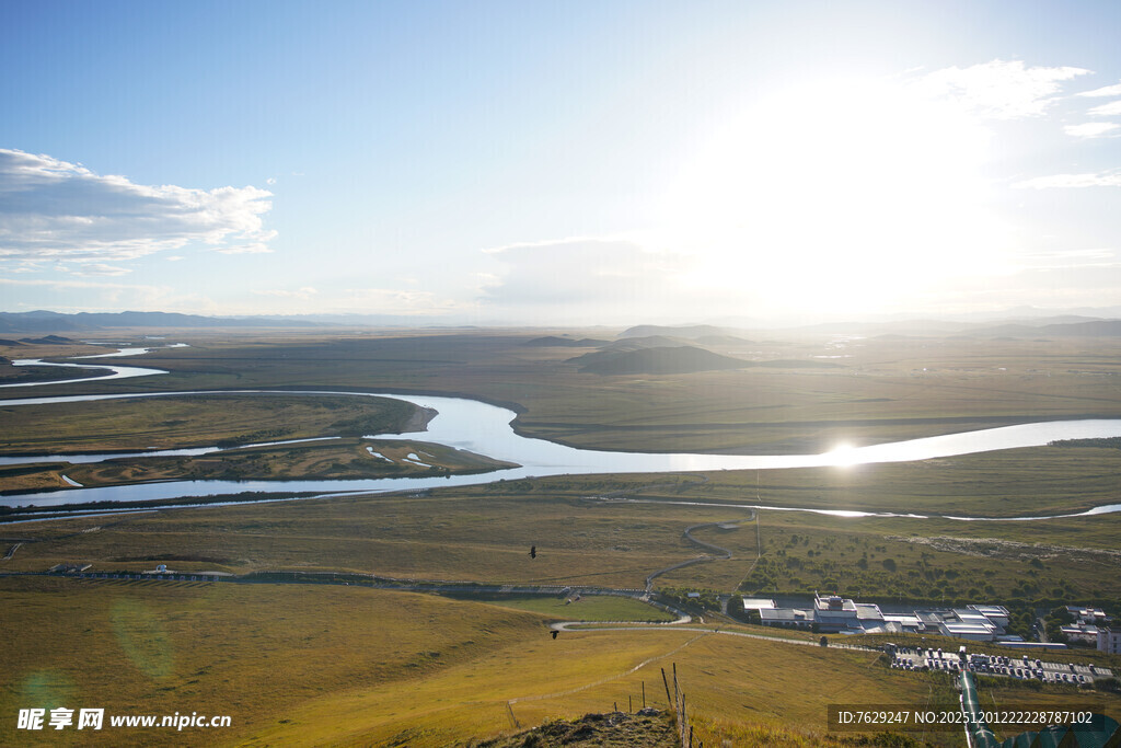 草原河流风光美景九曲黄河第一湾