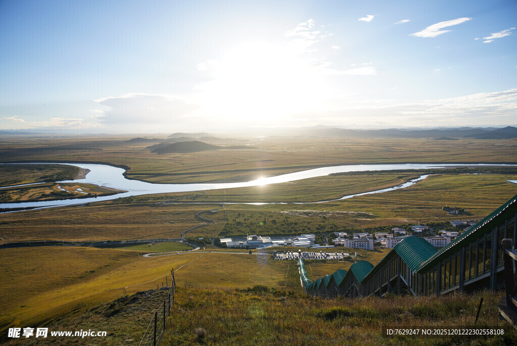 草原河畔风景九曲黄河第一湾