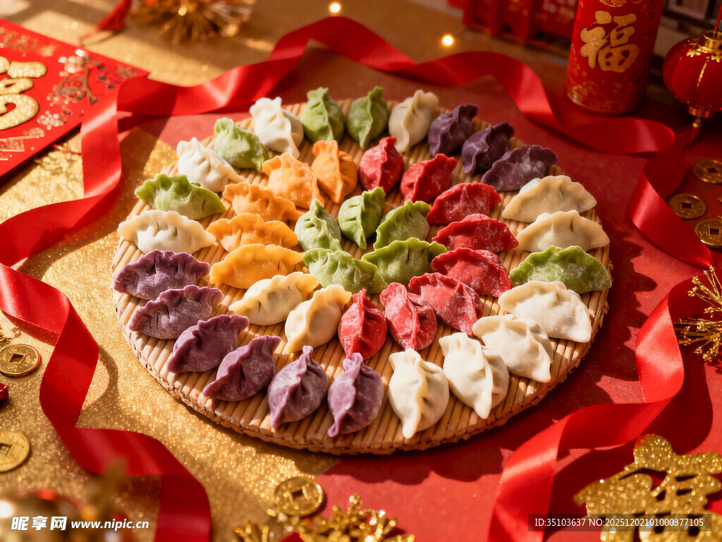 彩色饺子拼盘