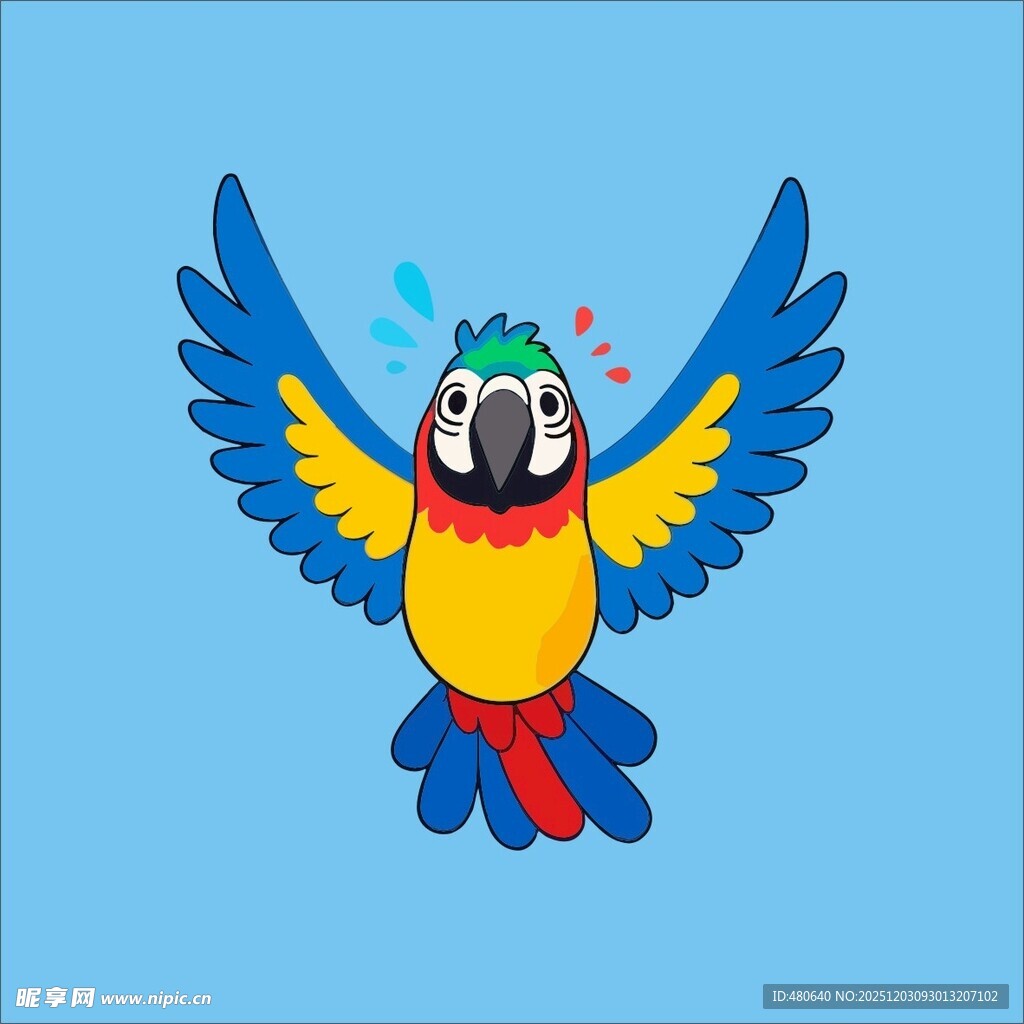 飞翔的彩色鹦鹉