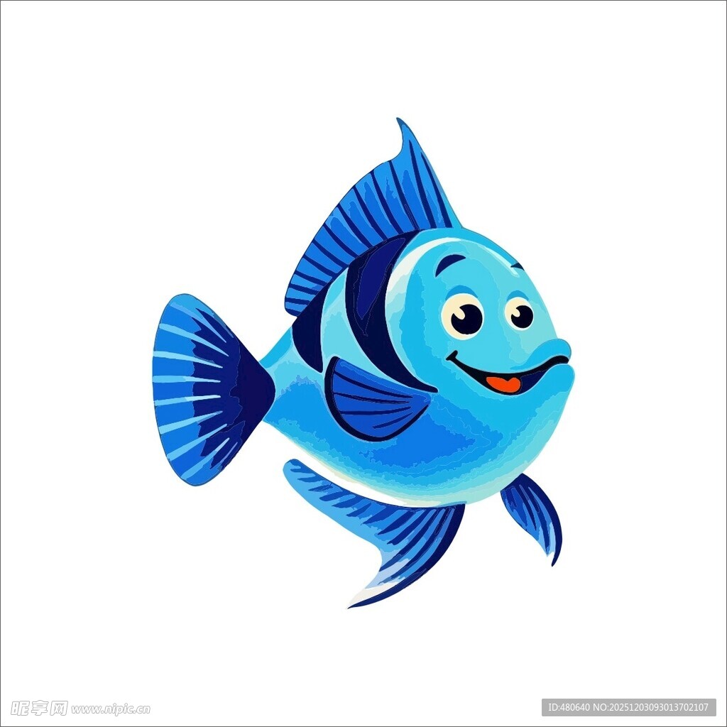 蓝色可爱卡通小鱼