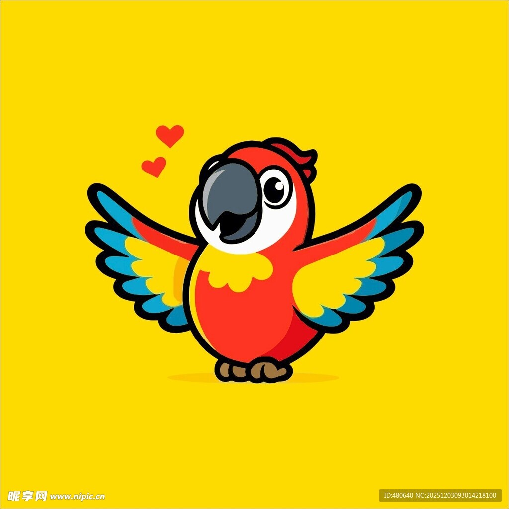 可爱鹦鹉展翅比心