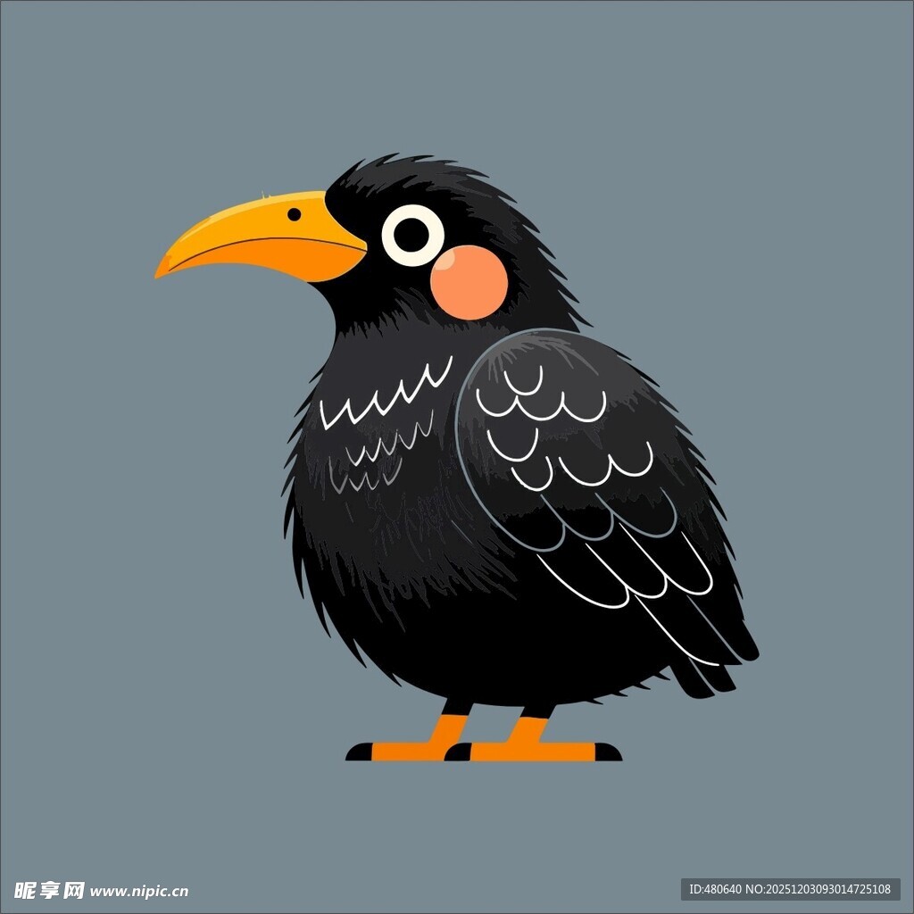 卡通黑鸟插画