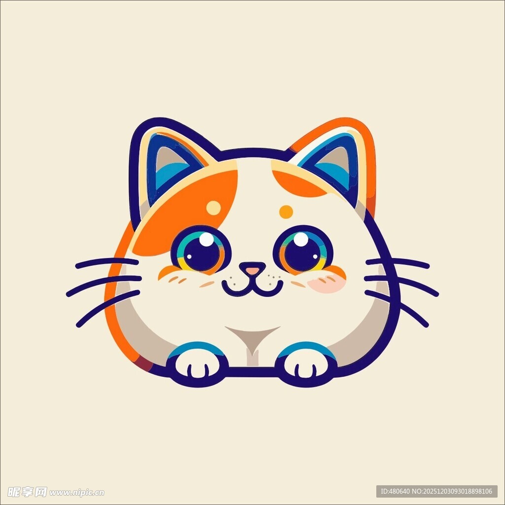 可爱三色猫咪卡通形象