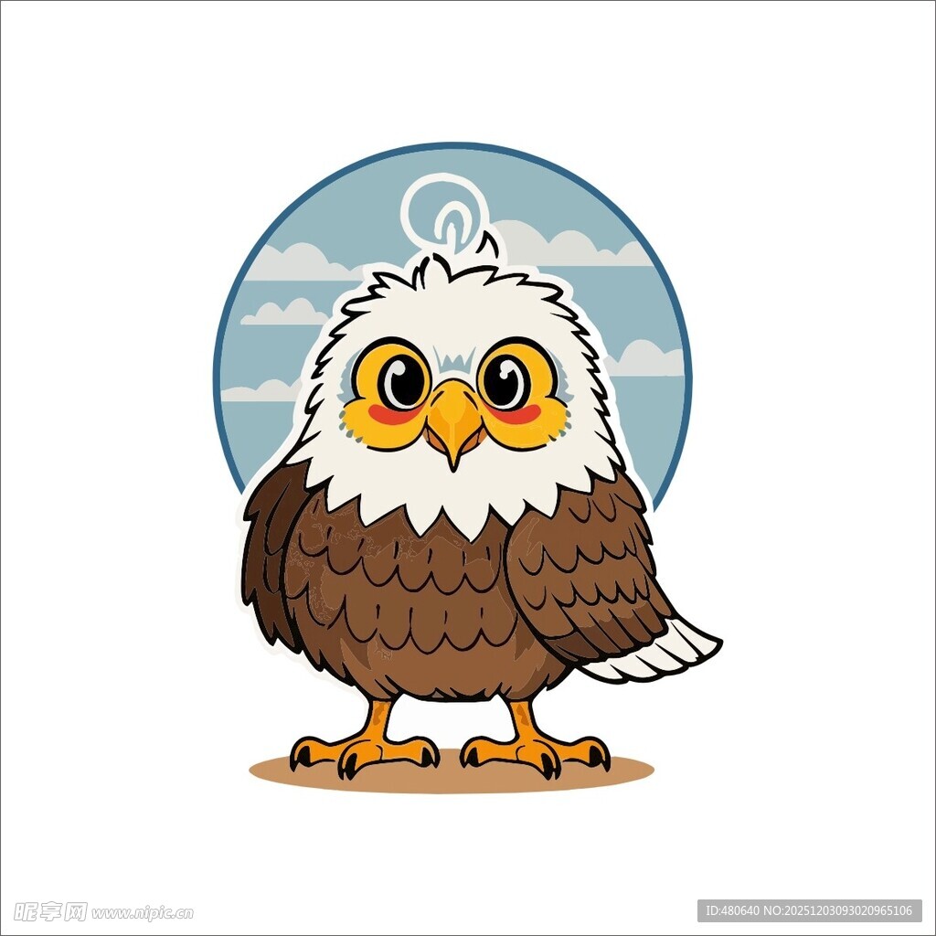 可爱卡通白头鹰形象
