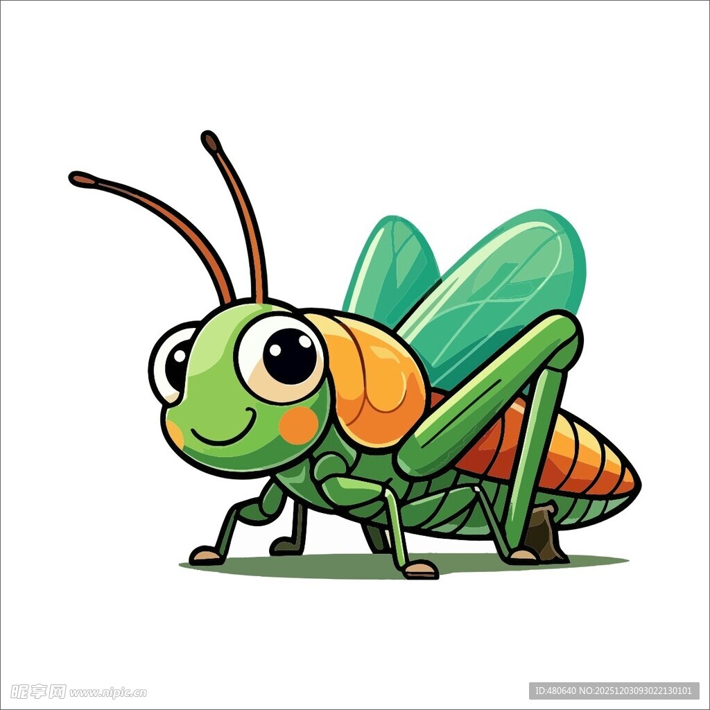 可爱卡通蚱蜢形象