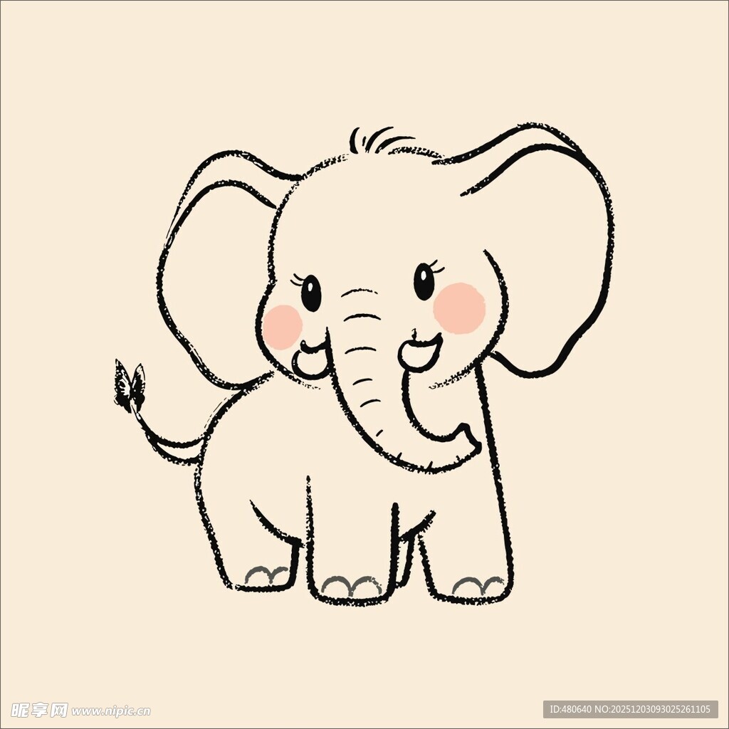 可爱小象卡通插画