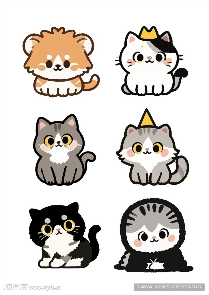可爱猫咪卡通贴纸集合