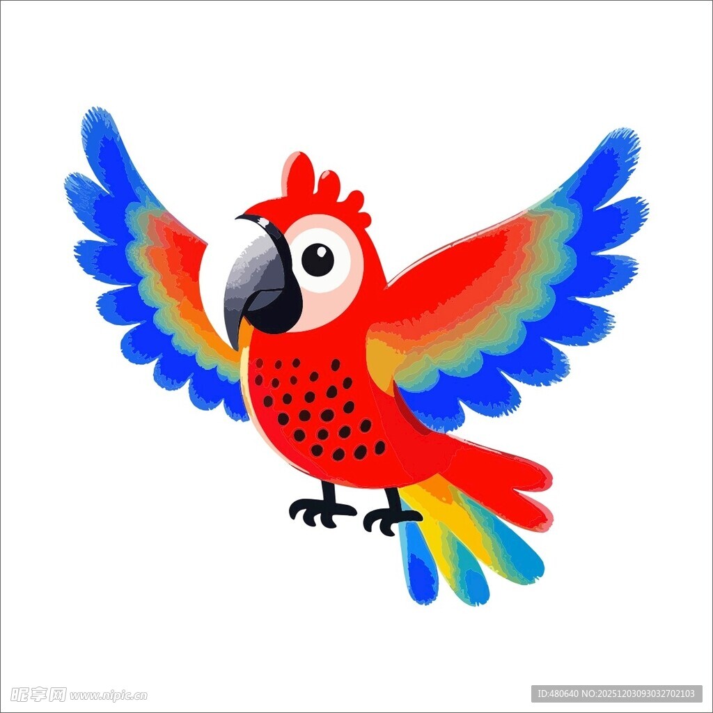 彩色鹦鹉展翅飞翔