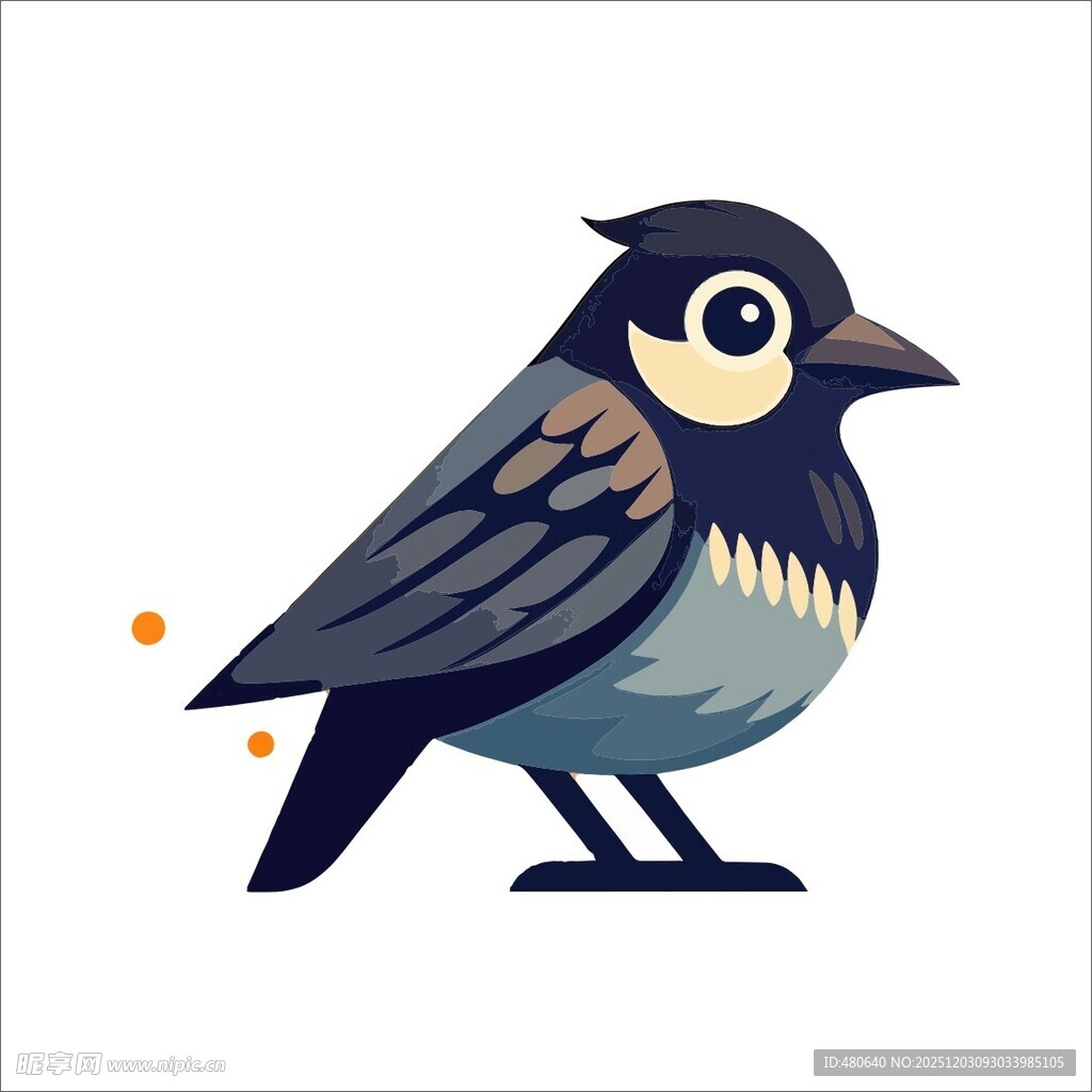 卡通风格的可爱小鸟