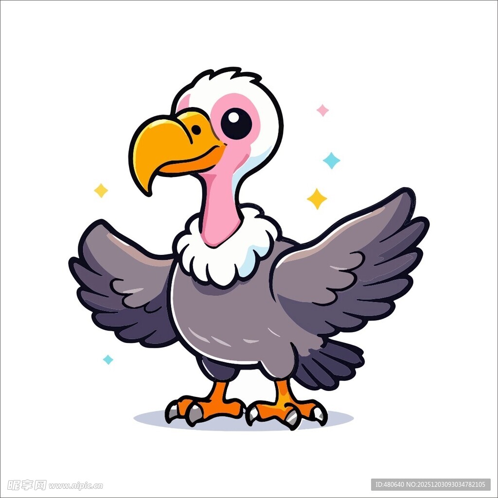 可爱卡通秃鹫张开翅膀