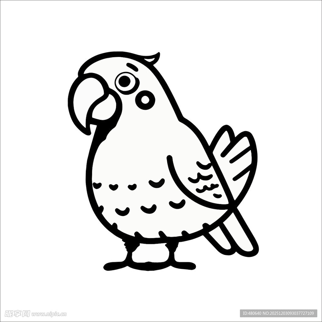 卡通鹦鹉简笔画