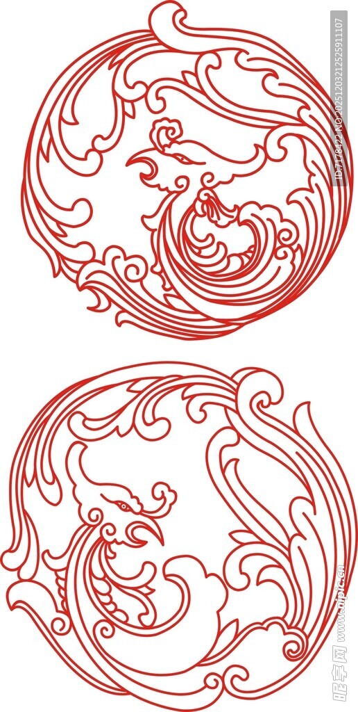 传统龙凤圆形吉祥纹饰