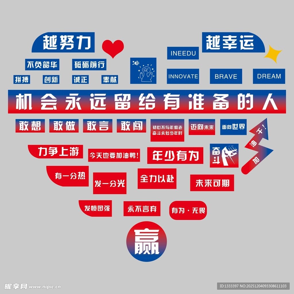 爱心形励志文化墙标语