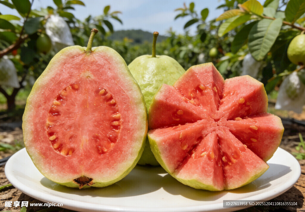 切开的红心番石榴