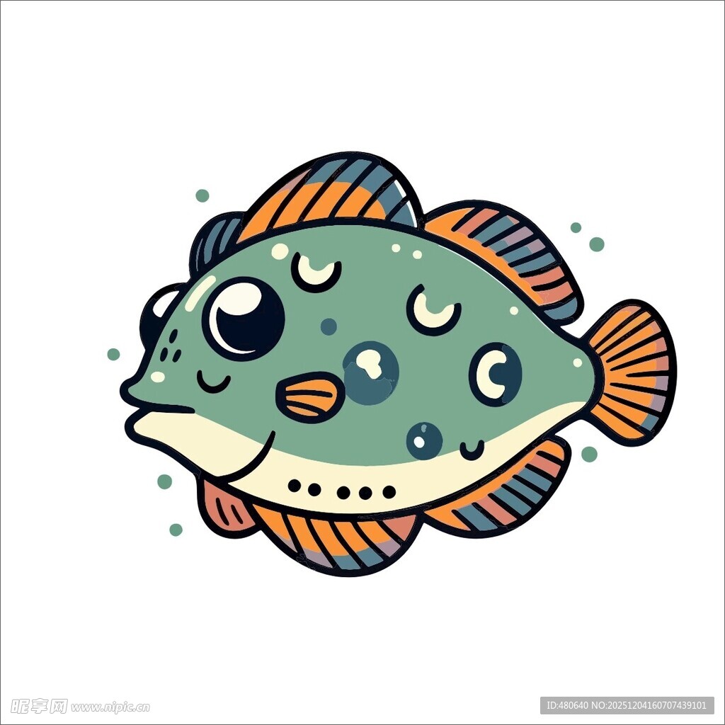 卡通斑点鱼插画