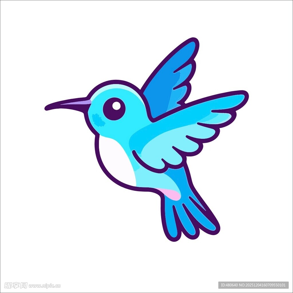 蓝色小鸟展翅飞翔