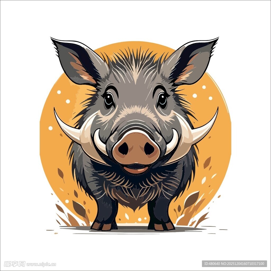 可爱野猪插画