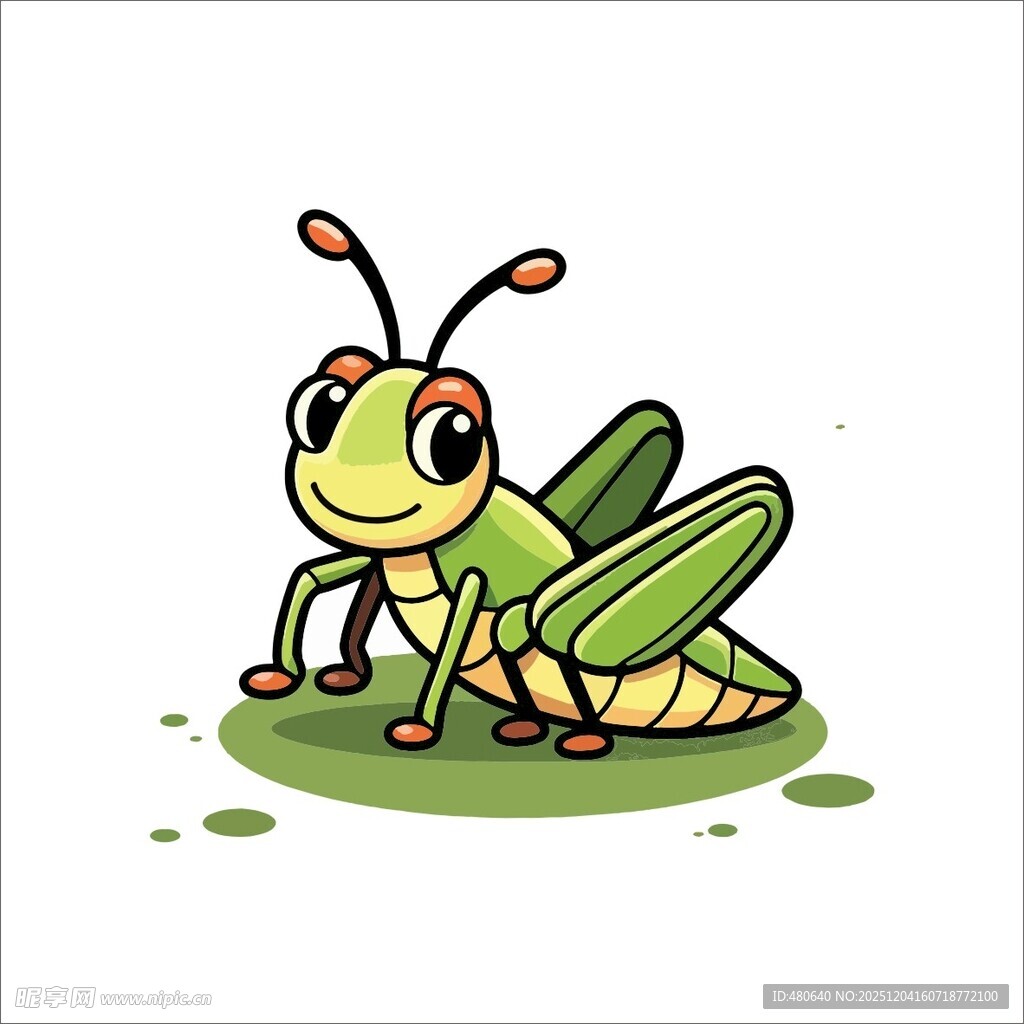 可爱卡通绿色蚱蜢形象