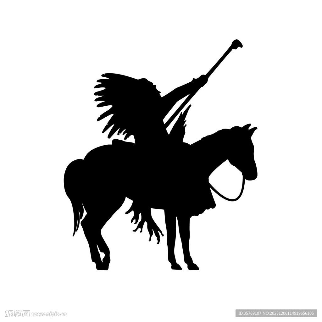 印第安骑手剪影