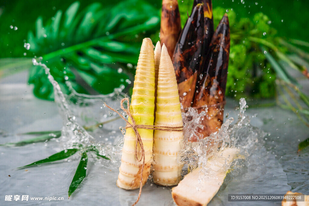 鲜嫩竹笋入水瞬间