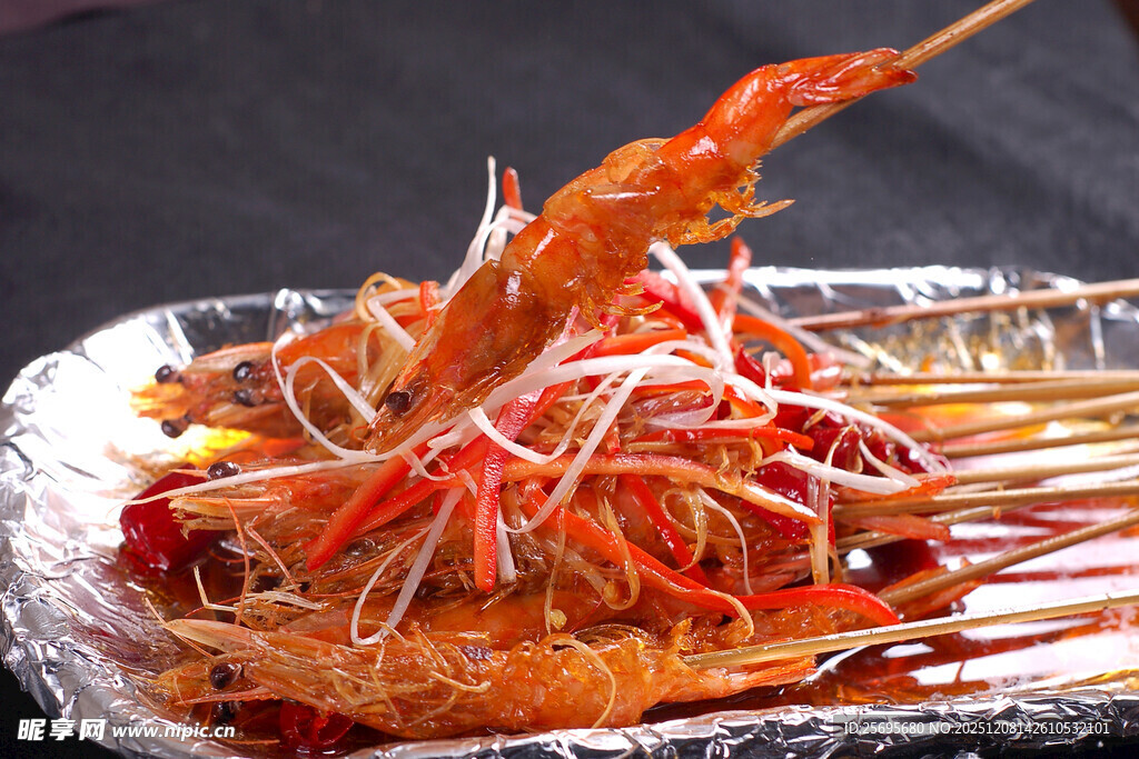 锡纸烤大虾串