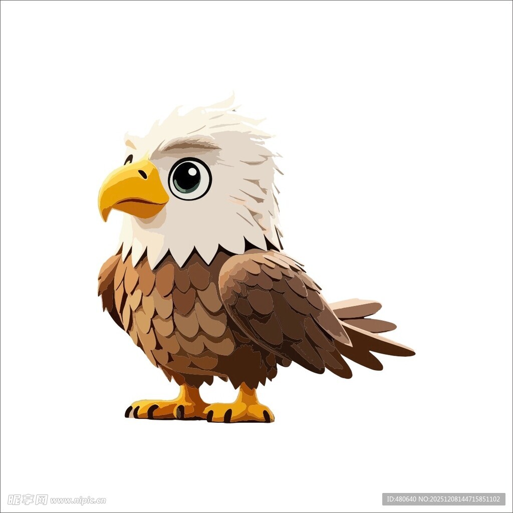 可爱卡通白头鹰形象