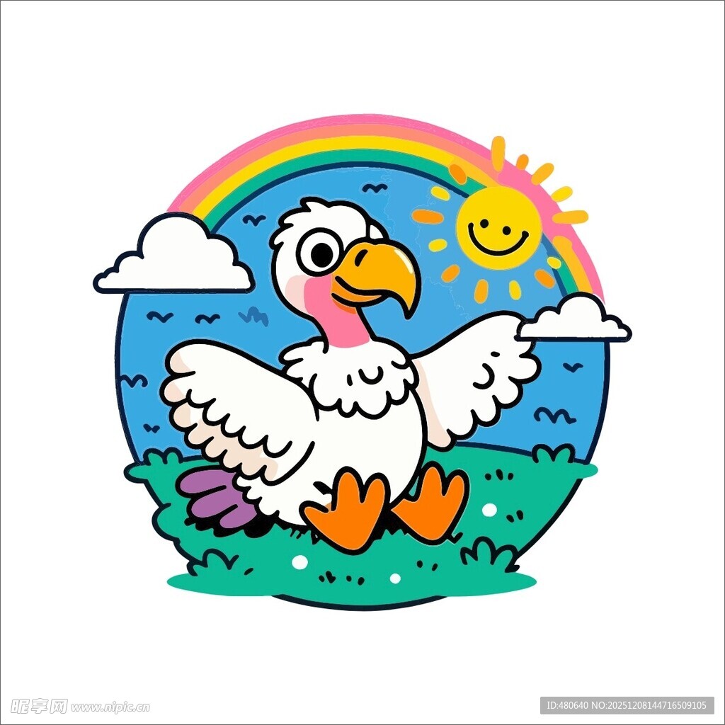 彩虹下的欢乐飞鸟