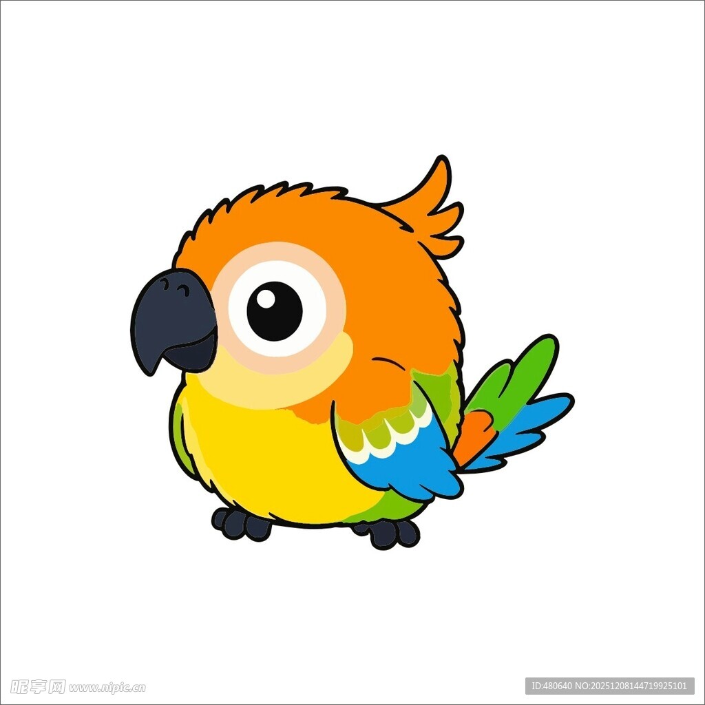 可爱彩色鹦鹉卡通形象