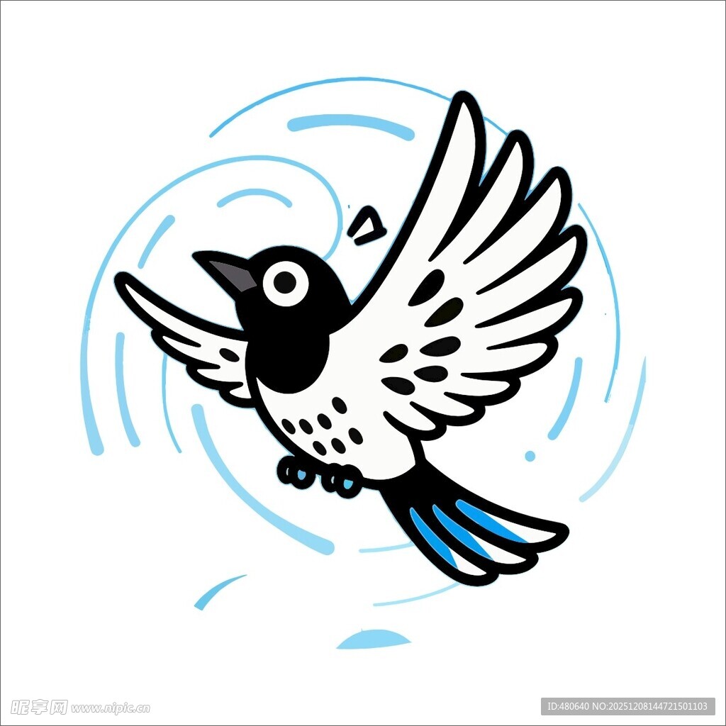 飞翔的黑白小鸟