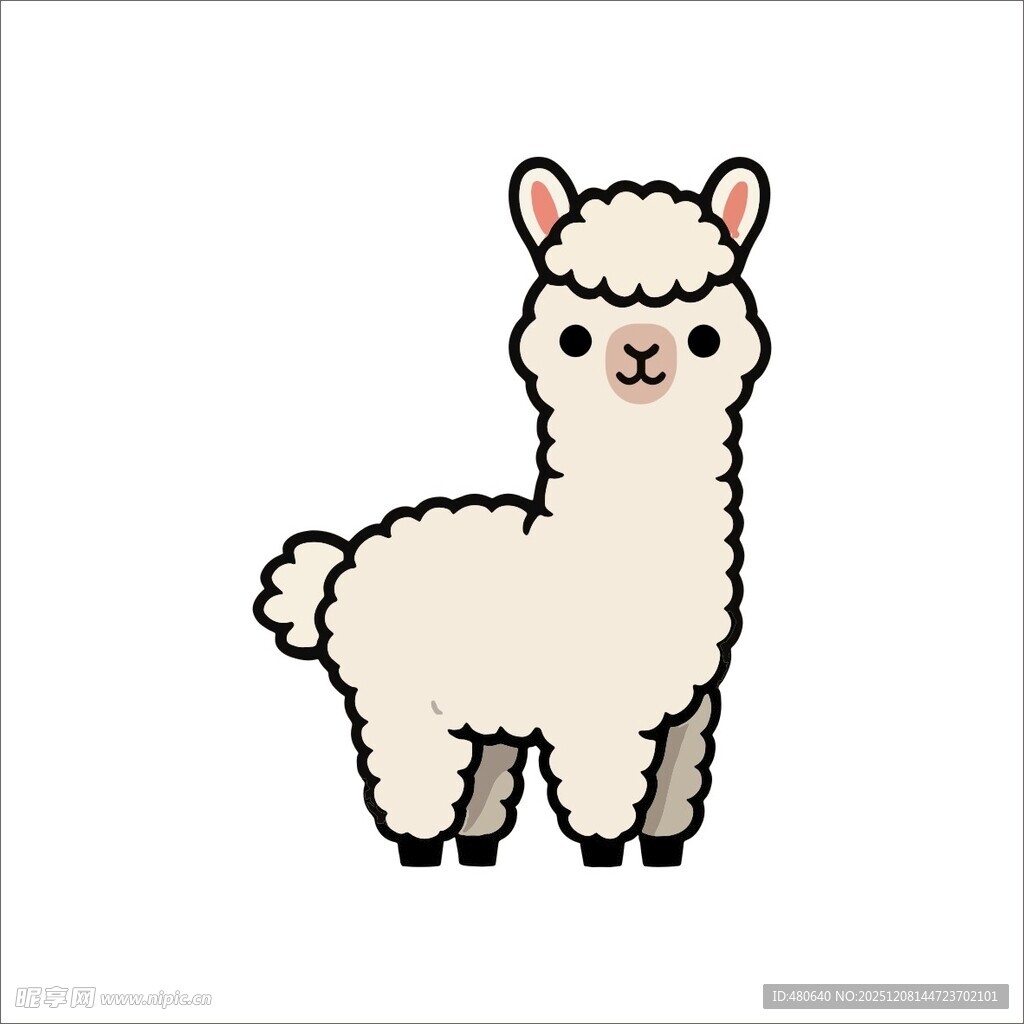 可爱像素风羊驼插画
